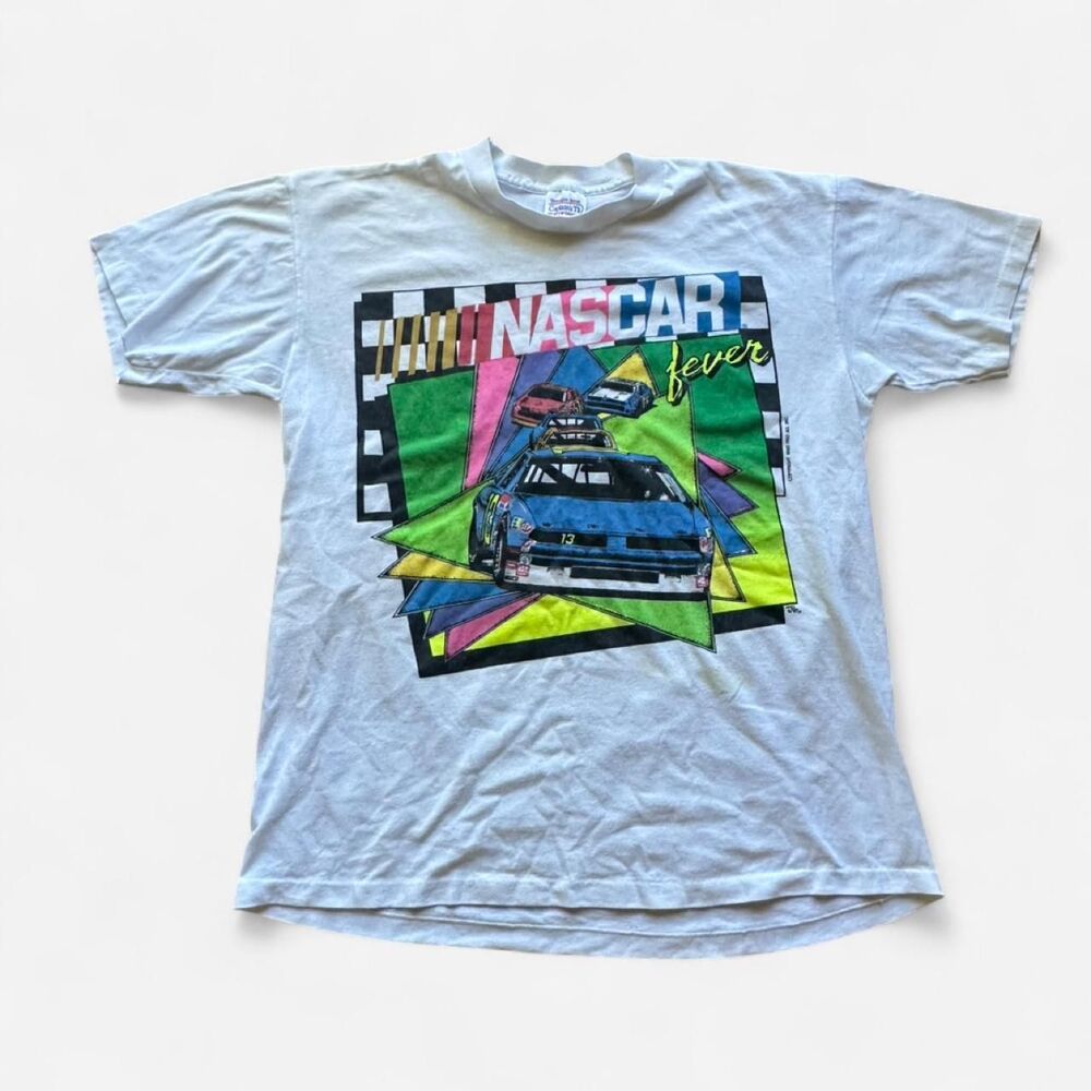 Nascar Men's White and Grey T-shirt